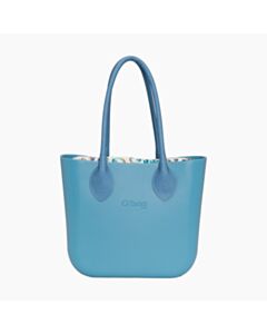 Borsa Composta O bag Mini Manico Lungo Cuore Texture E Sacca Tessuto Cavalluccio Marino Light Blue