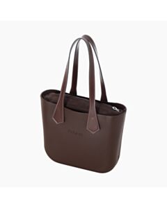 O bag mini con manico lungo a punta e sacca tessuto scamosciato