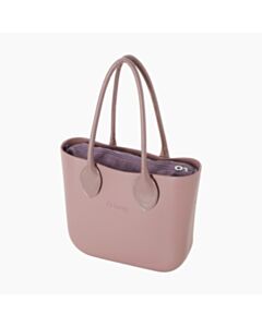 O bag mini con manico lungo a cuore e sacca tessuto quadro