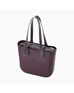 O bag mini con manicolungo a punta e sacca tessuto tweed geometrico