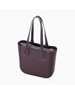 O bag mini con manico lungo a punta e sacca tessuto scottish dark