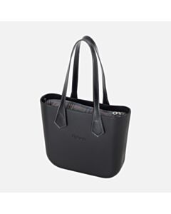 O bag mini con manico lungo a punta e sacca tessuto scottish dark