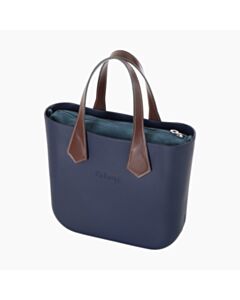 O bag mini con manico corto a punta e sacca tessuto scamosciato