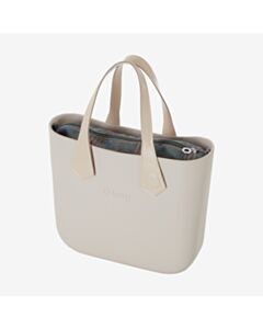 O bag mini con manico corto a punta e sacca tessuto scottish