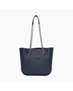 O bag mini con manico lungo in catena a "T" e sacca tessuto canvas