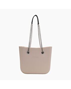 O bag mini con manico lungo in catena a "T" e sacca tessuto canvas