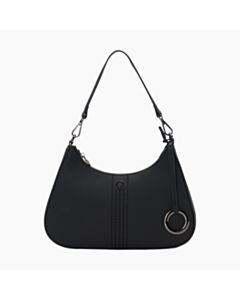 Borsa a spalla O bag cortina nera tessuto gommato