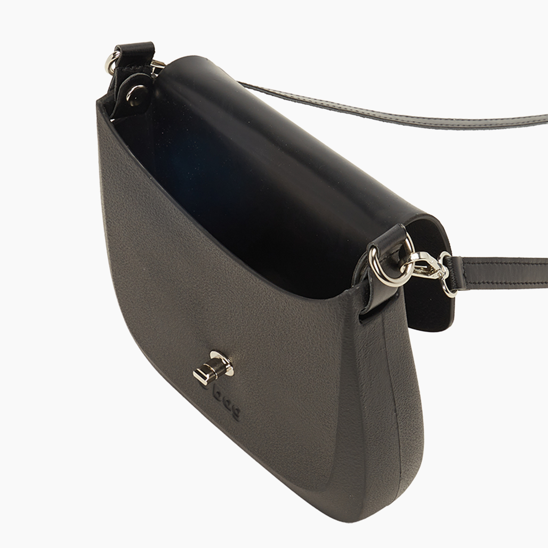 Borsa composta O bag chase nero e tracolla  extraslim tessuto sintetico effetto nappa easy - O bag Official Website