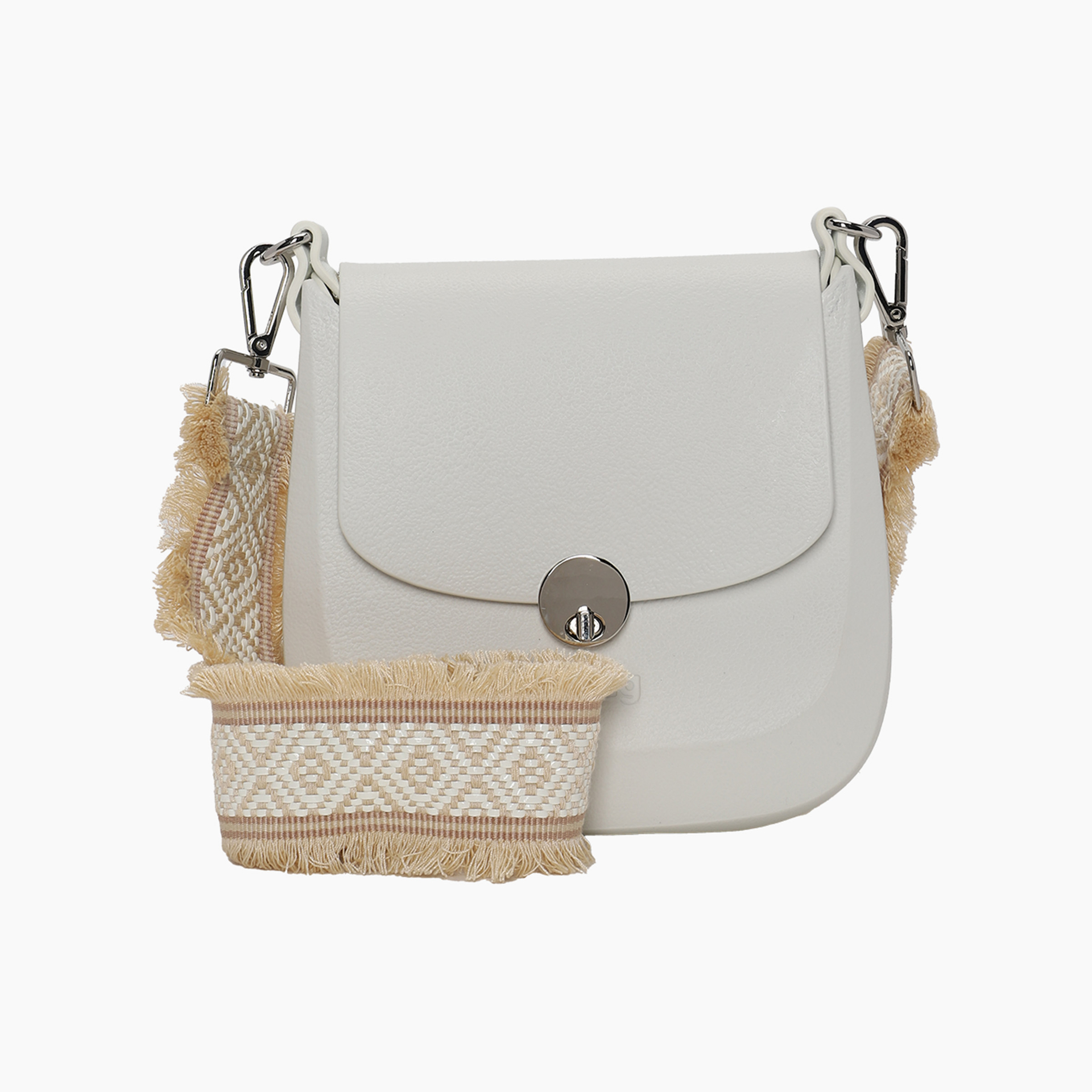 Borsa composta o bag chase e tracolla/spallaccio tessuto jacquard frange latte - O bag Official Website