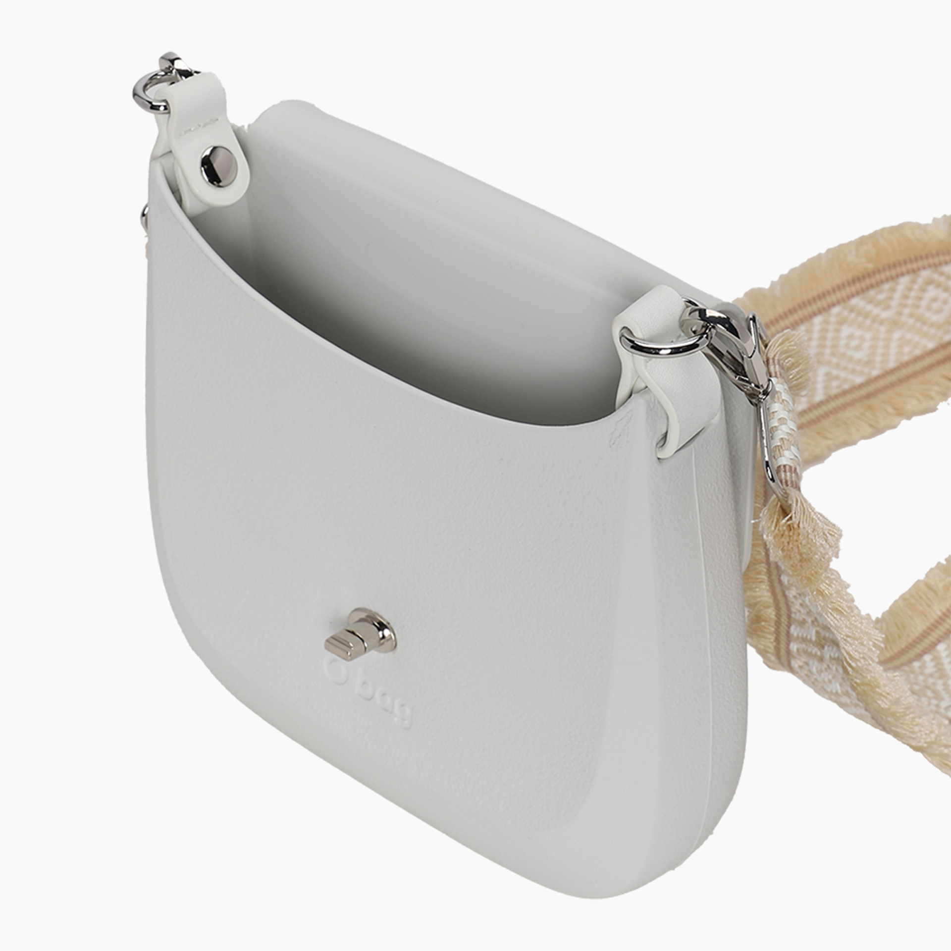 Borsa composta o bag chase e tracolla/spallaccio tessuto jacquard frange latte - O bag Official Website