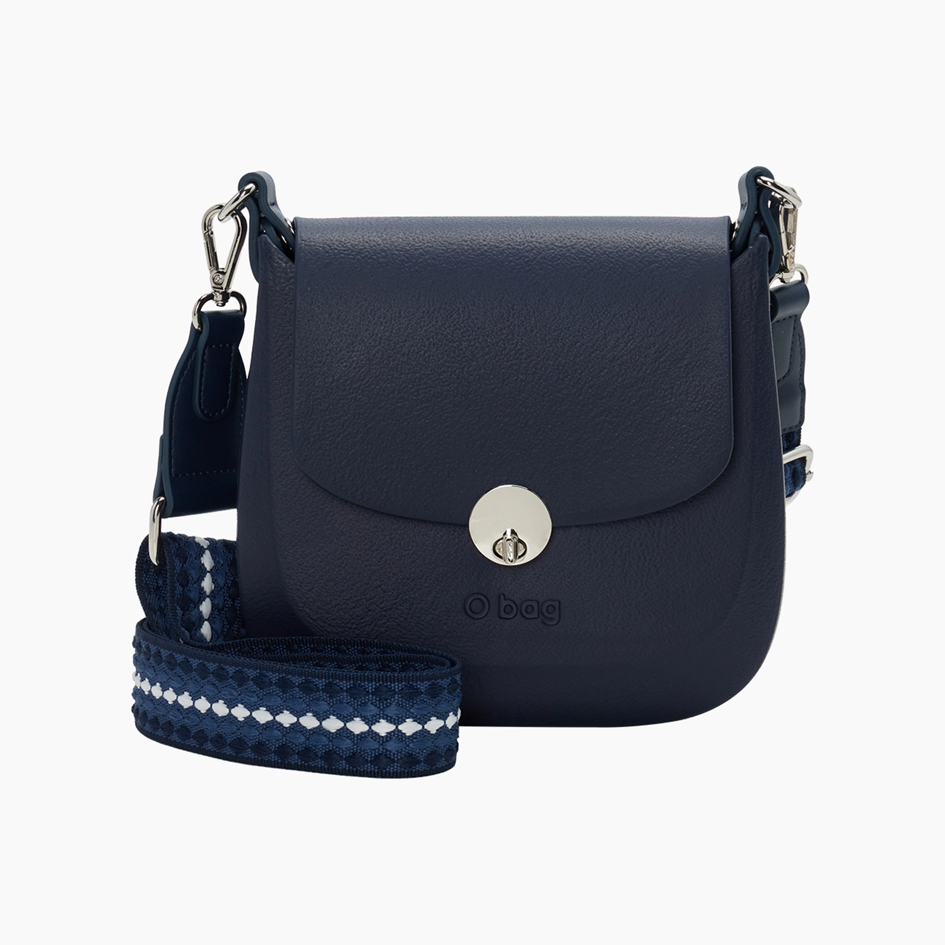 Borsa composta o bag chase e tracolla regolabile tessuto jacquard pluriball blu navy - O bag Official Website