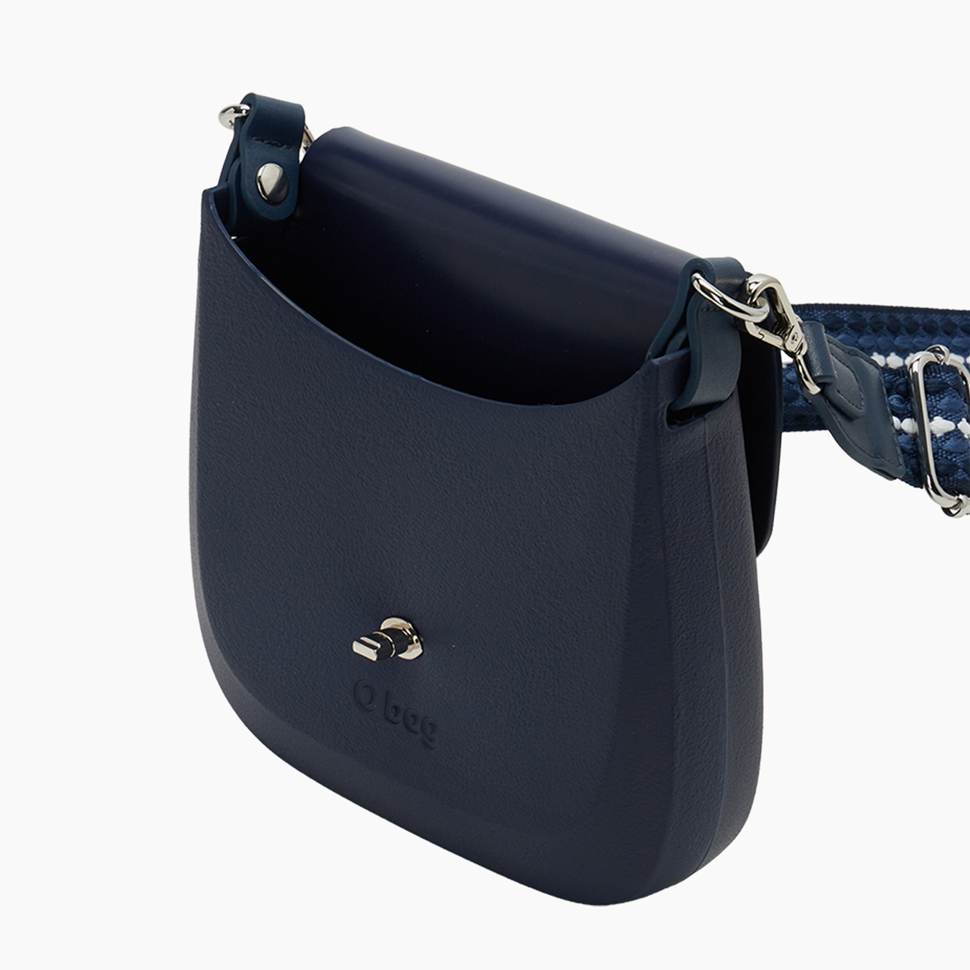 Borsa composta o bag chase e tracolla regolabile tessuto jacquard pluriball blu navy - O bag Official Website