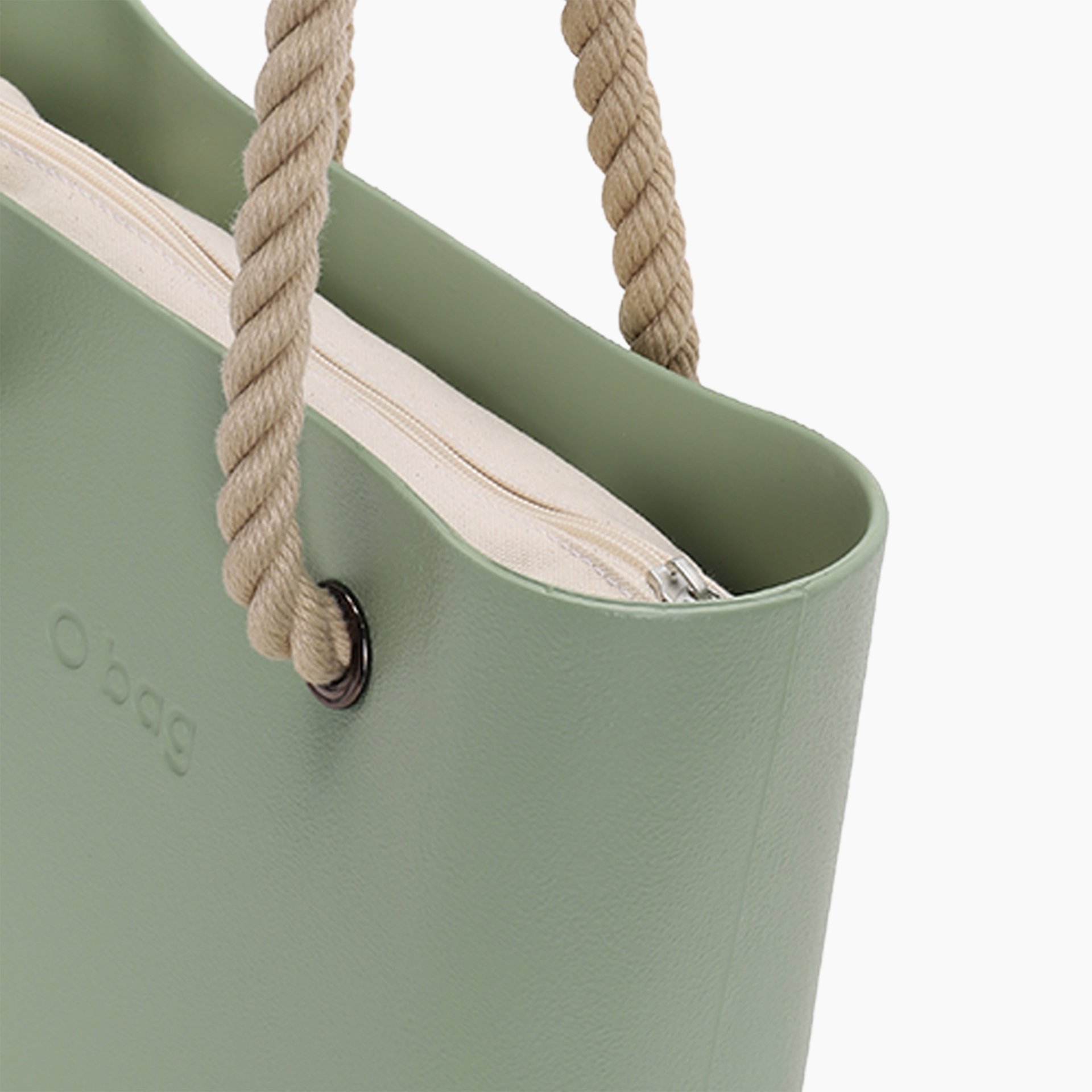 Borsa composta O bag mini manico lungo corda e sacca tessuto canvas matcha - O bag Official Website