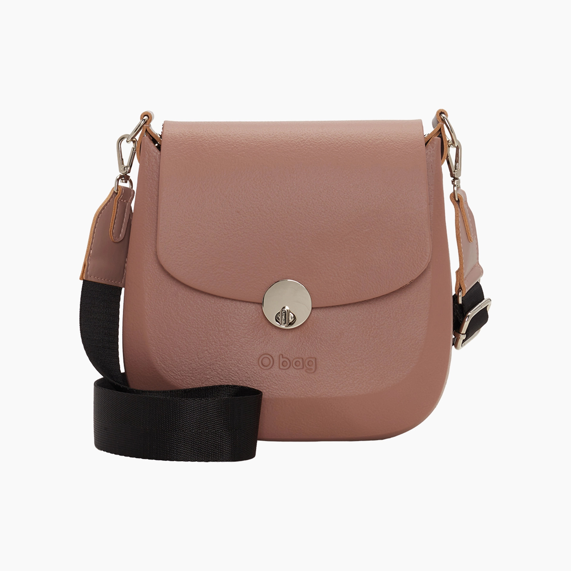 Borsa composta o bag chase e tracolla tessuto nastro nylon + nappa old pink - O bag Official Website