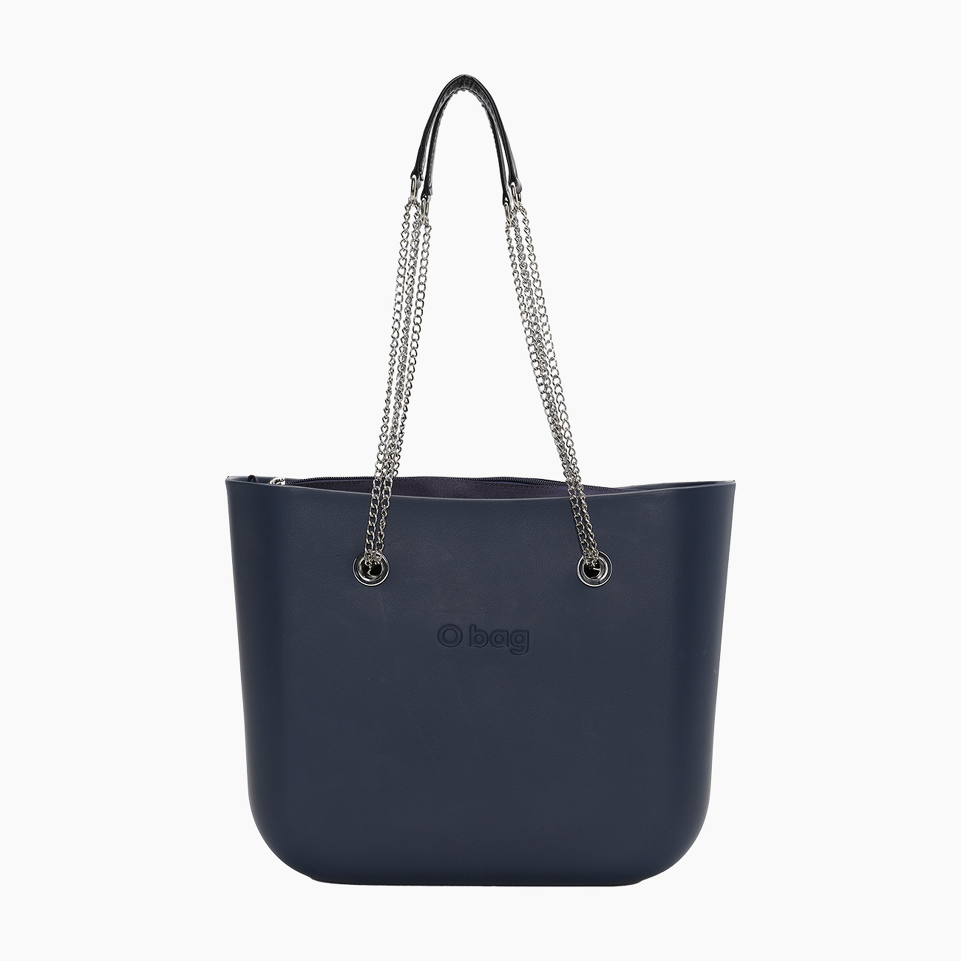 Borsa composta O bag manico lungo catena a "t" e sacca  tessuto canvas blu  navy - O bag Official Website