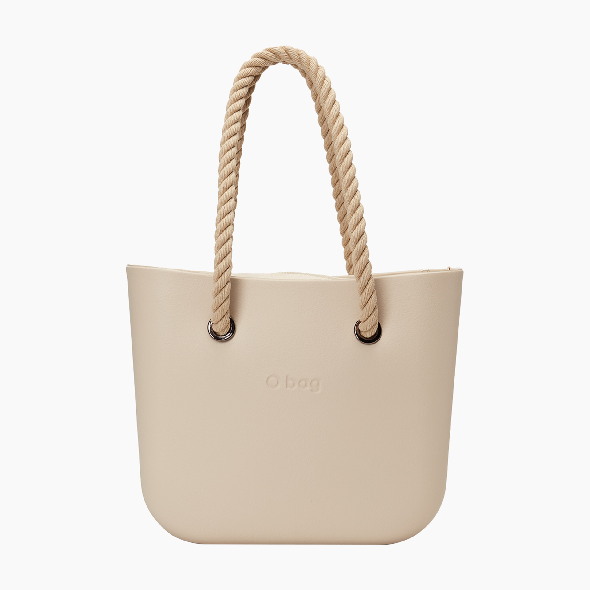 Borsa composta O bag mini manico lungo corda e sacca tessuto canvas sabbia - O bag Official Website