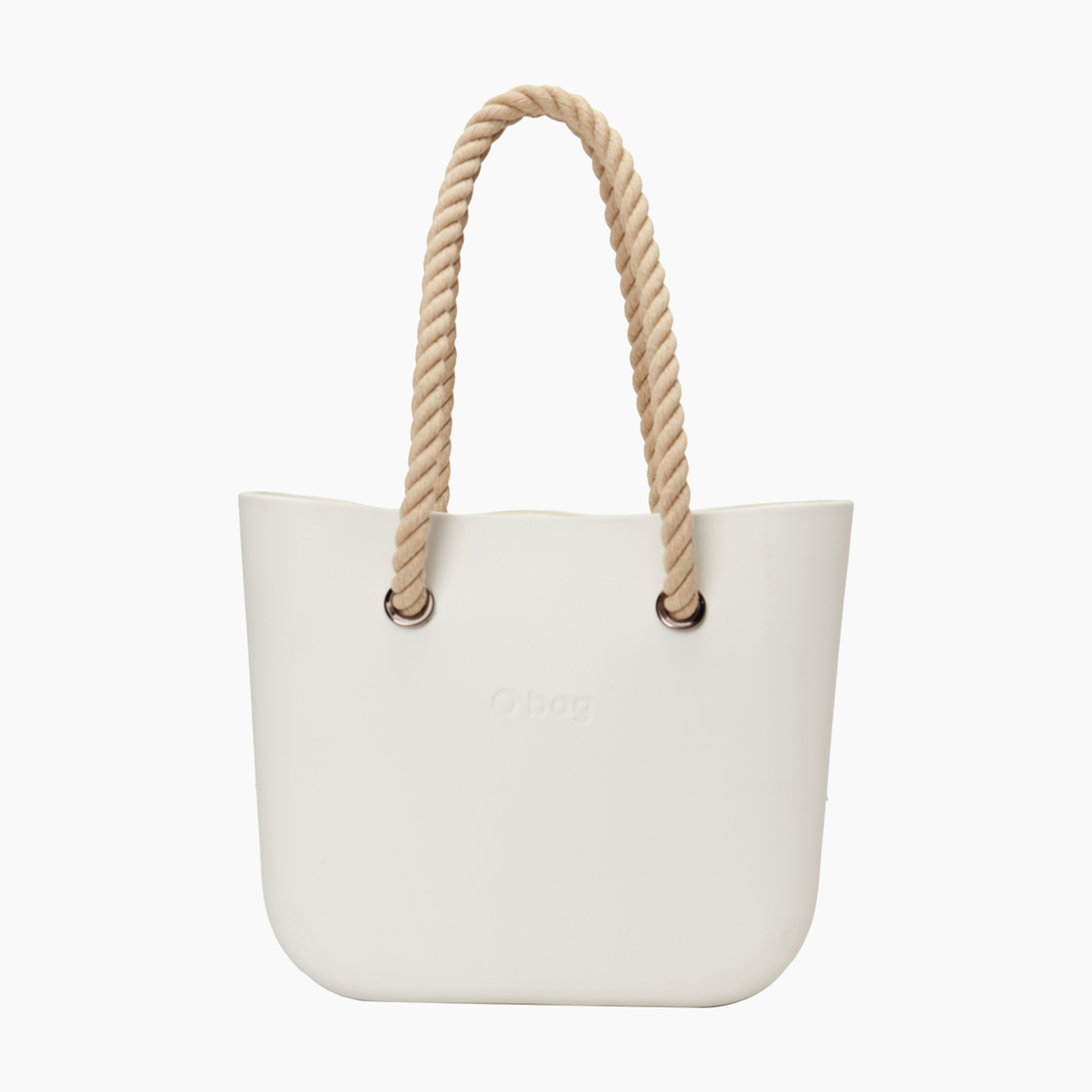 Borsa composta O bag mini manico lungo corda e sacca tessuto canvas latte - O bag Official Website