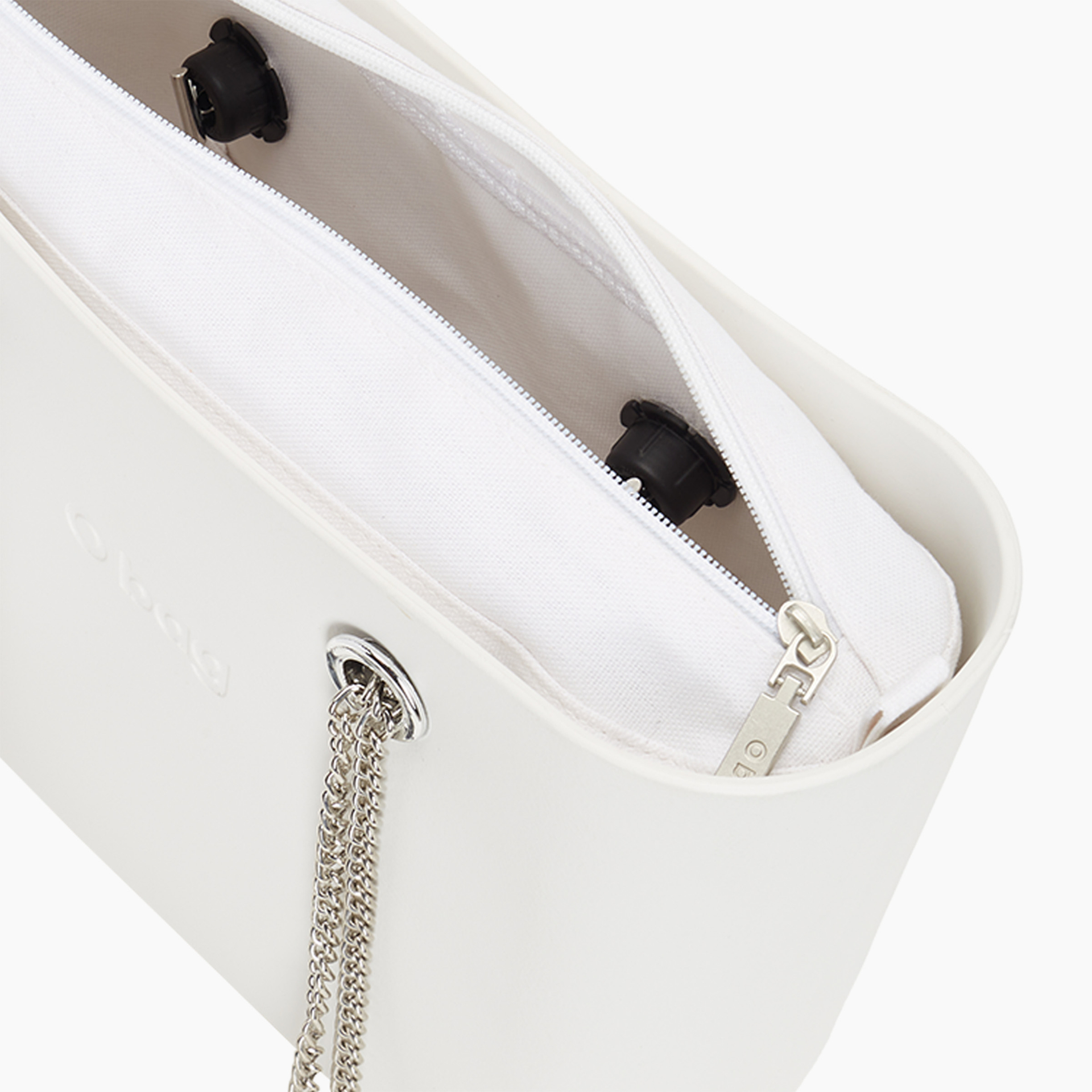 Borsa composta O bag mini manico lungo catena a "t" e sacca tessuto canvas latte - O bag Official Website