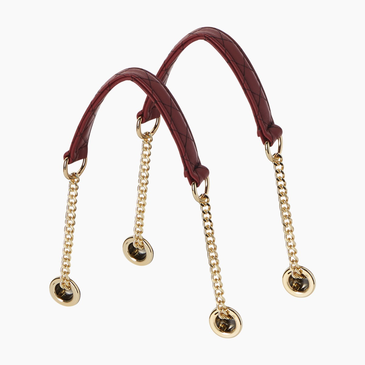 Manico corto bordeaux e oro catena con fascia nappa matelassé - O bag Official Website