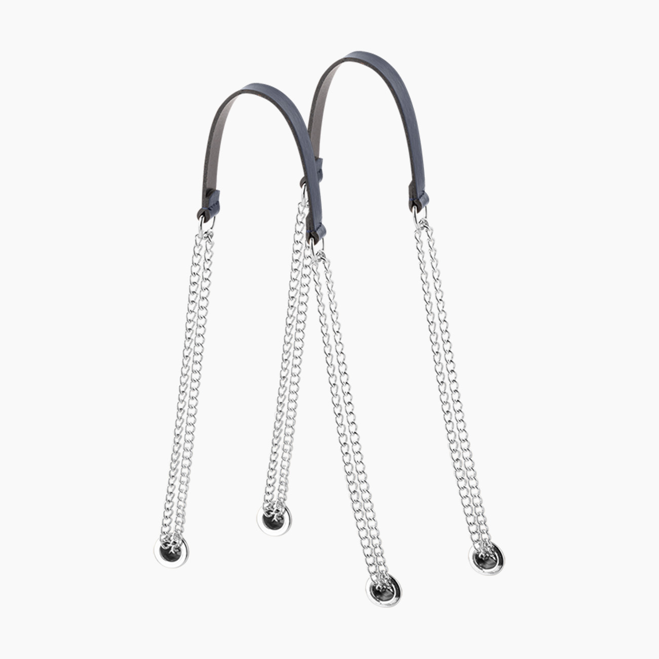 Manico blu navy argento doppia catena a "T" - O bag Official Website