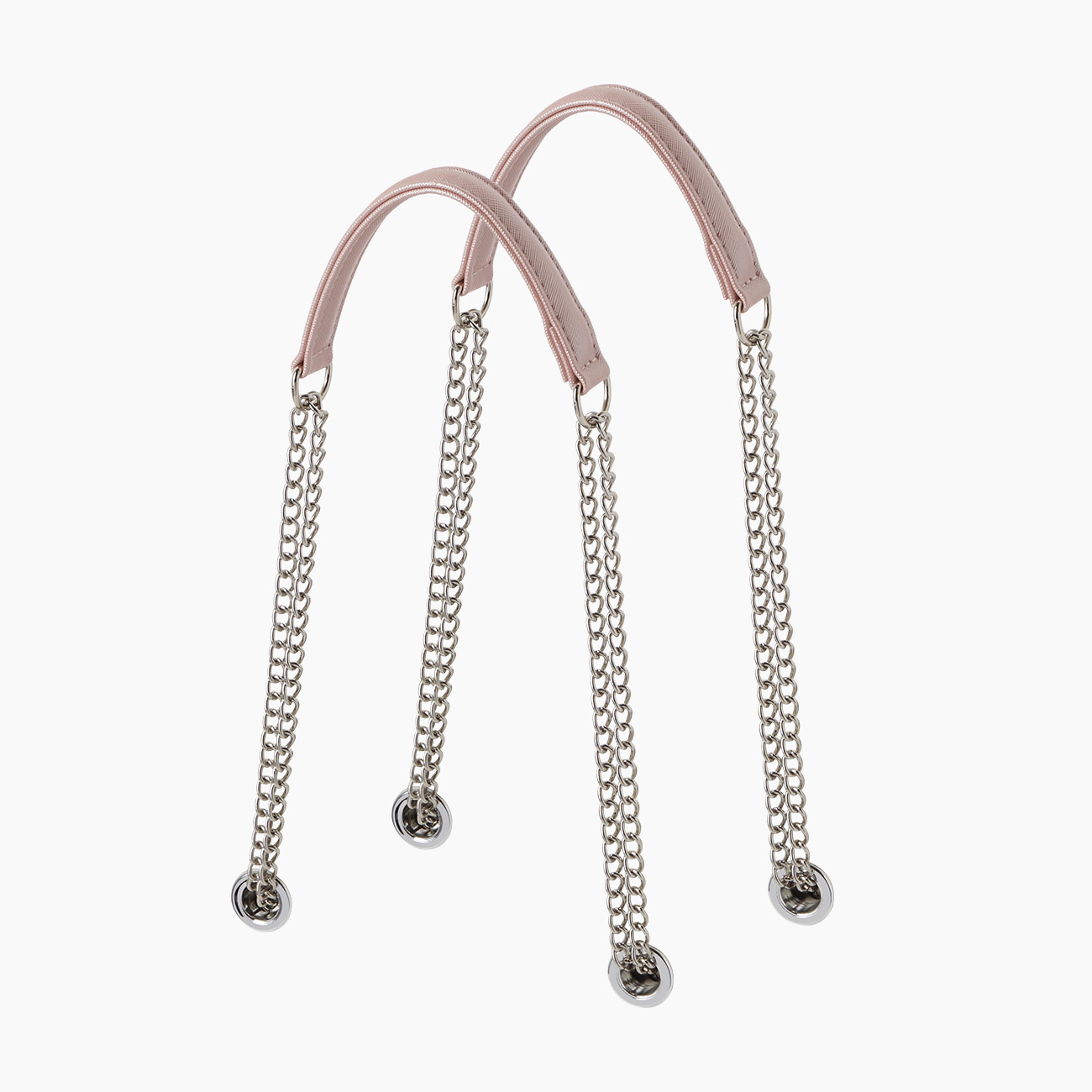 Poignée rose fumée tissu synthétique "T" double chaîne - O bag Official Website