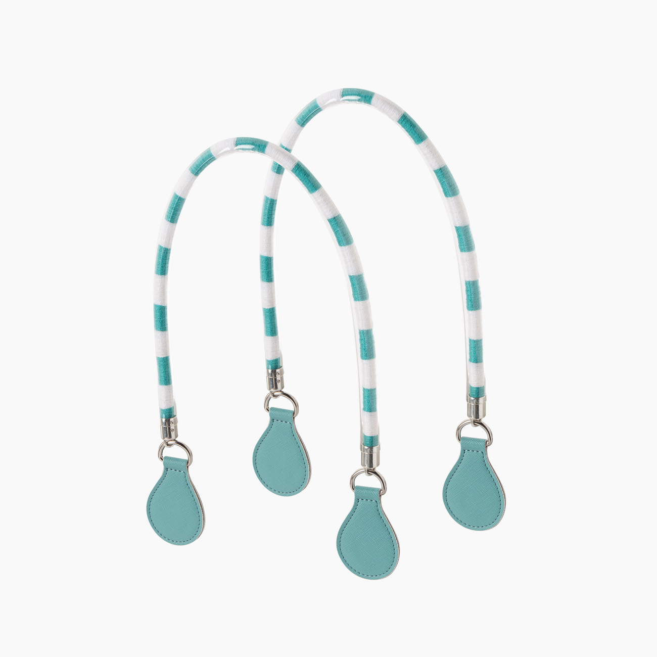 Poignée longue tissu tourbillon rayé turquoise avec goutte - O bag Official Website