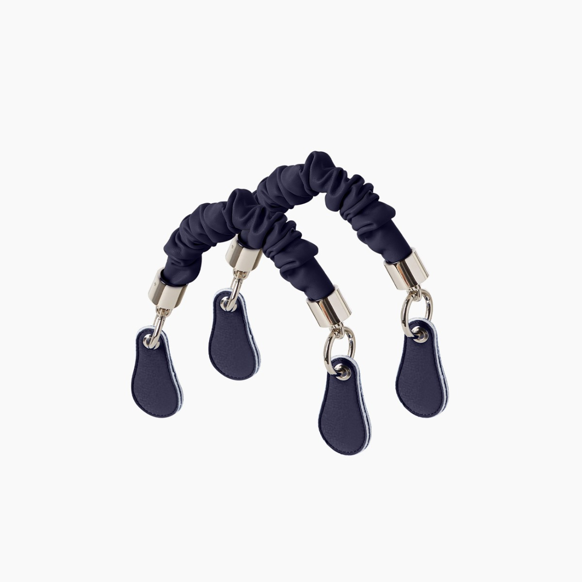 Poignée courte nappa rouche chaîne en "T" bleu marine - O bag Official Website