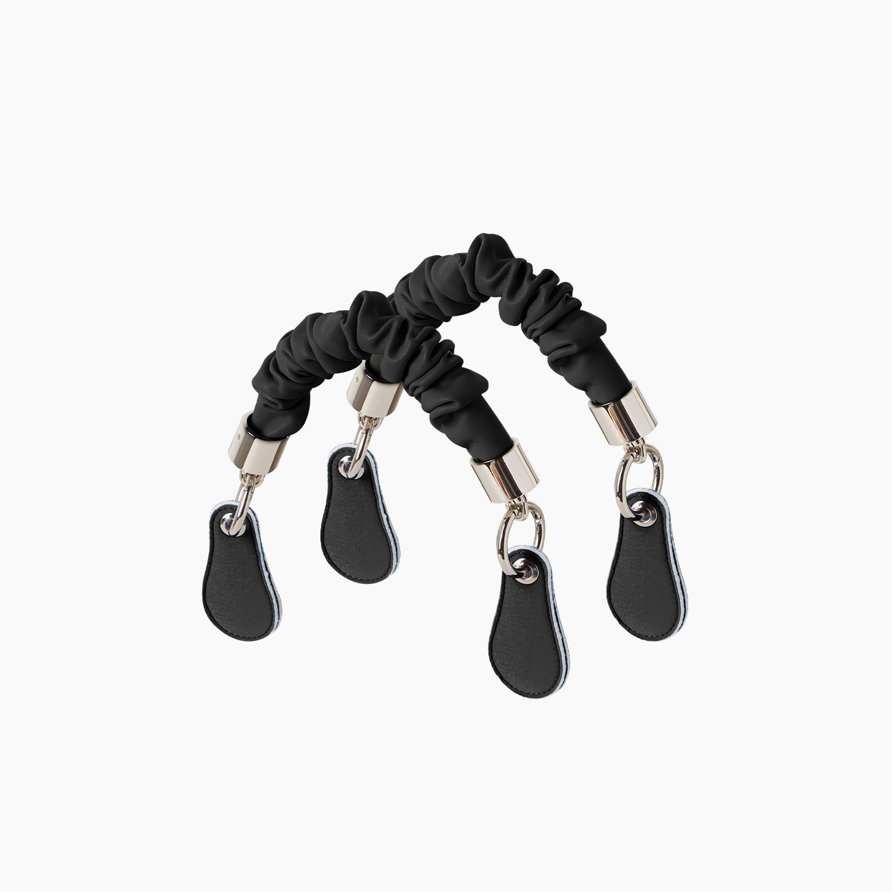Poignée courte nappa rouche chaîne en "T" noir - O bag Official Website