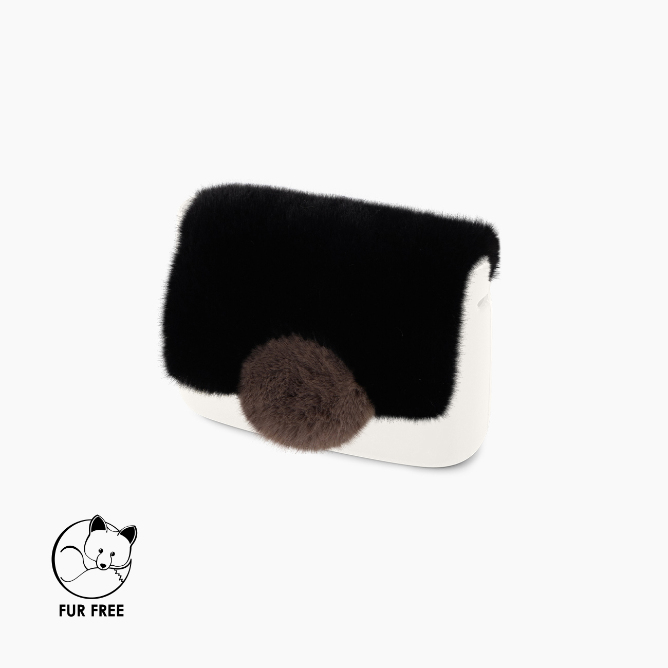 Pattina circle nero e tortora fibra sintetica effeto lapin O pocket - O bag Official Website