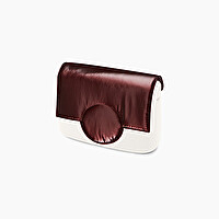 Circle flap bordeaux glossy embossed nylon O pocket - O bag Official Website