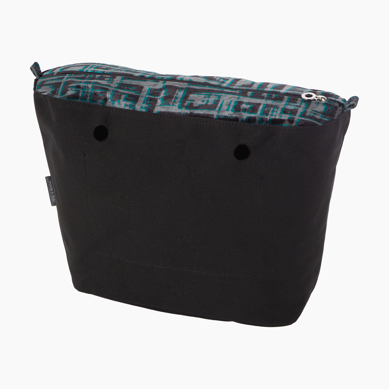 Sacca interna O bag velluto laguna blue/nero - O bag Official Website