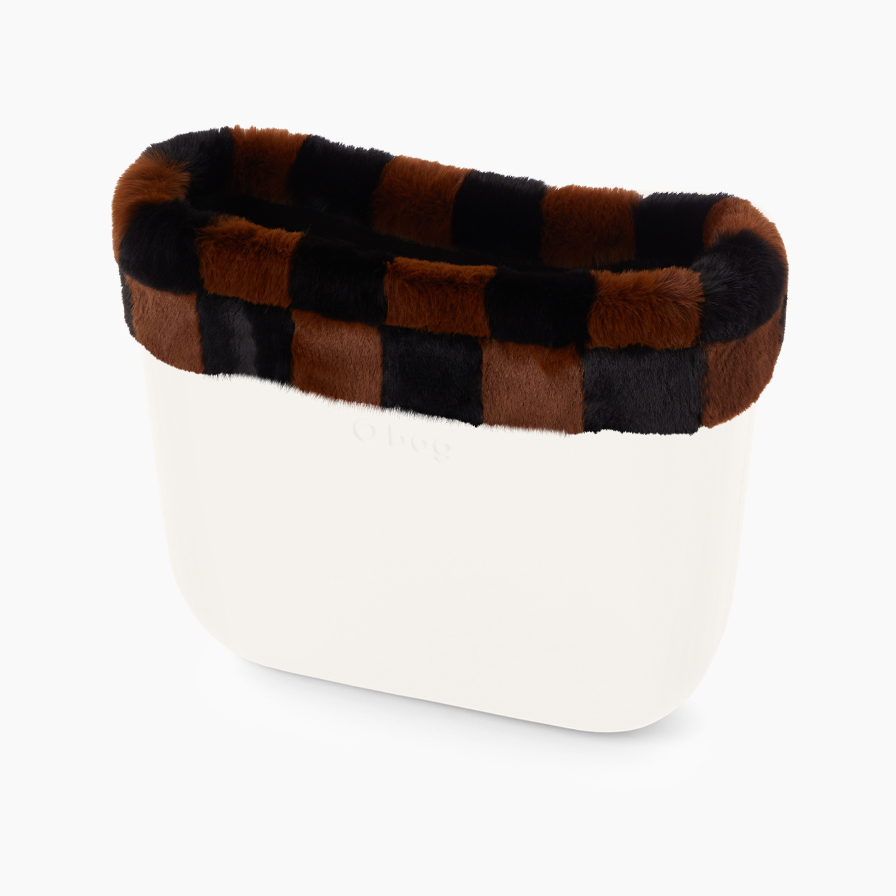 Bordo effetto lapin check nero e corteccia O bag - O bag Official Website