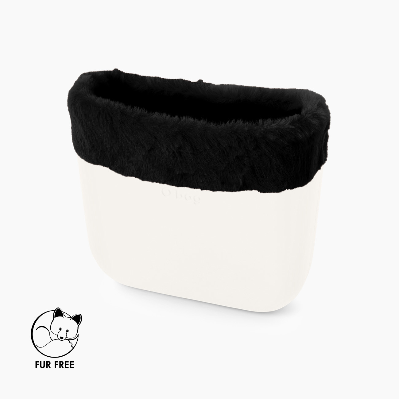 Bordo fibra sintetica effetto lapin rex nero O bag mini - O bag Official Website