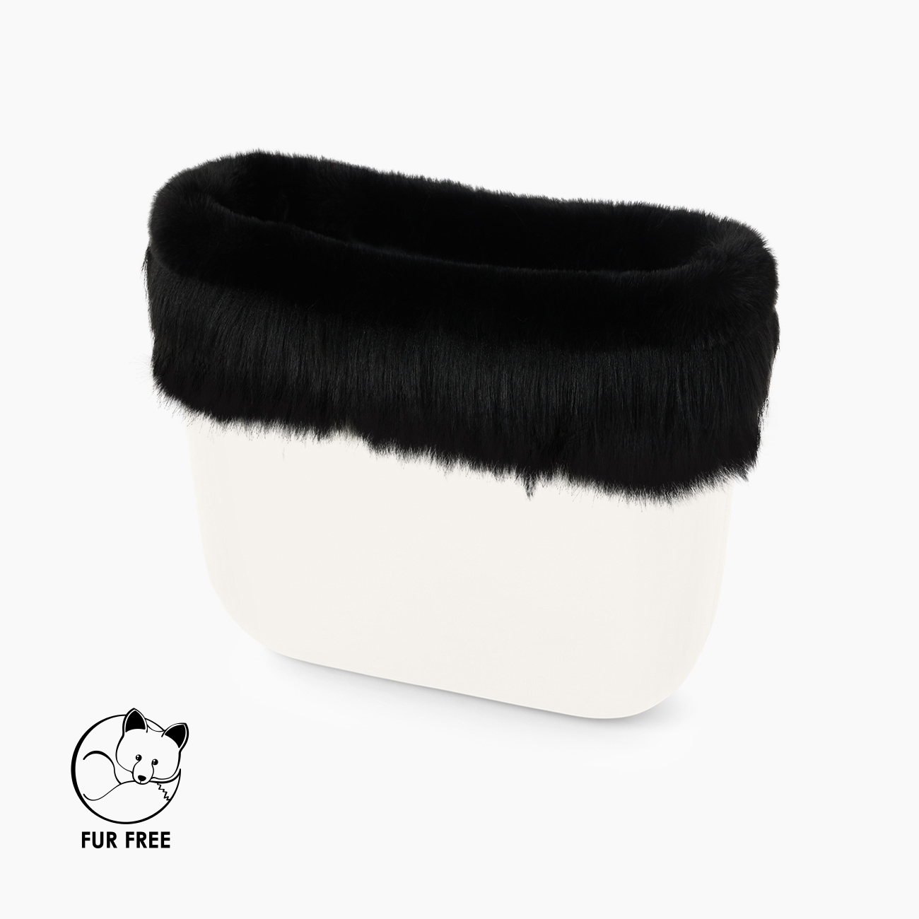 Bordo fibra sintetica effetto lapin scalettata nero O bag mini - O bag Official Website