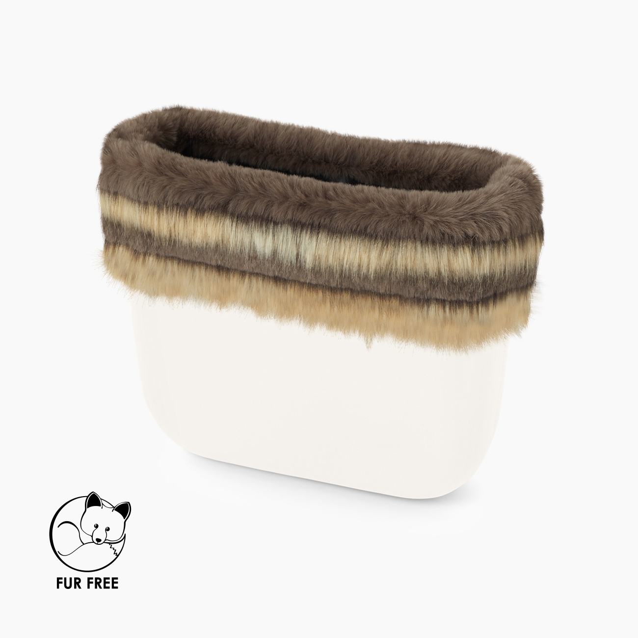 Bordo fibra sintetica effetto lapin scalettata tortora O bag mini - O bag Official Website