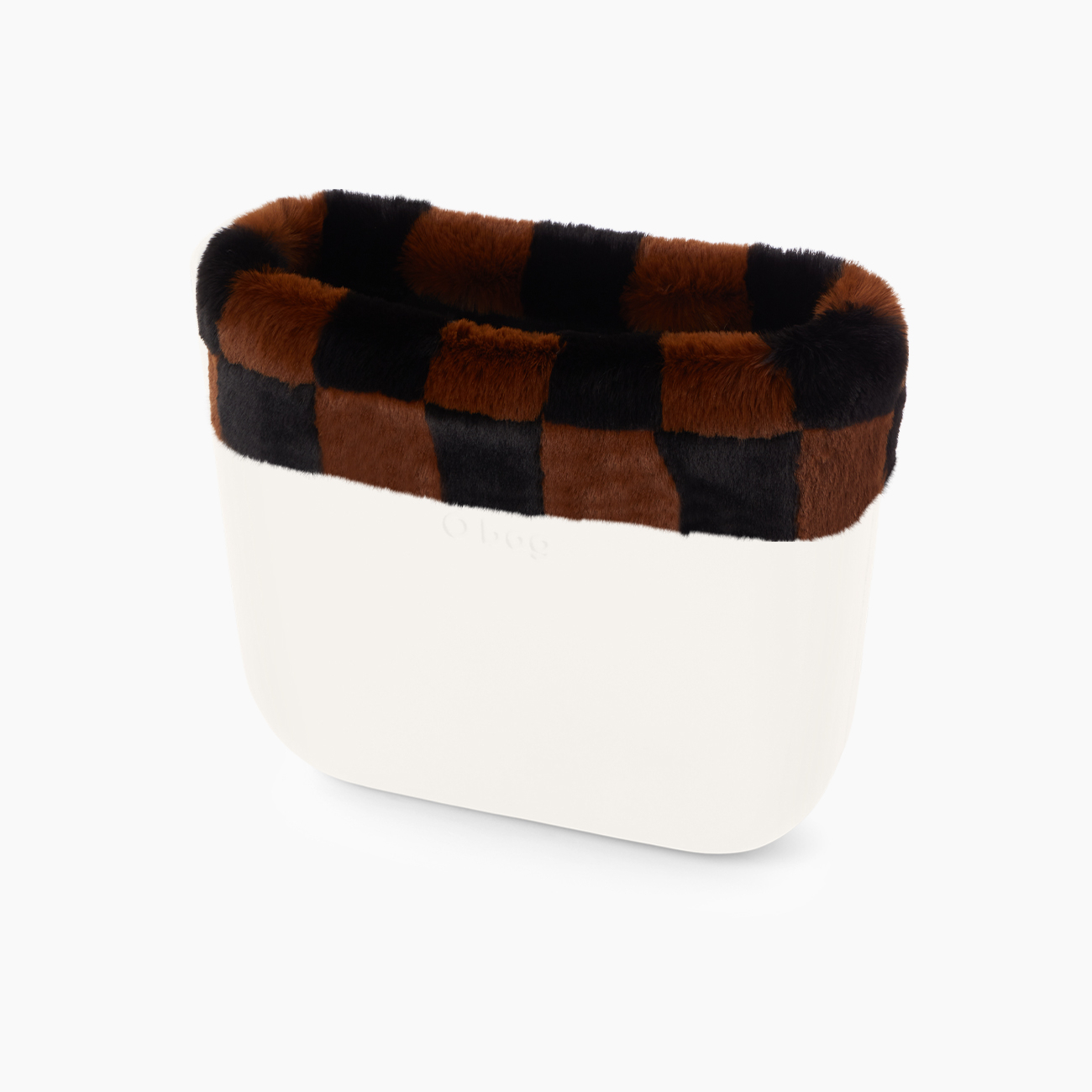Bordo effetto lapin check nero e corteccia O bag mini - O bag Official Website