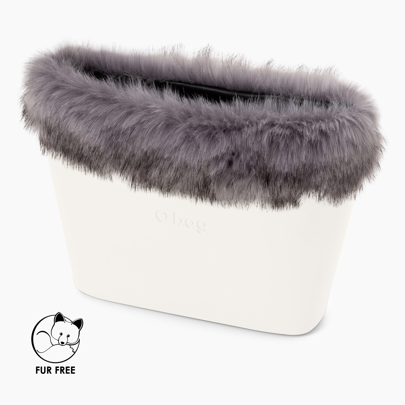 Garniture fibre synthétique effet renard gris clair O bag urban - O bag Official Website