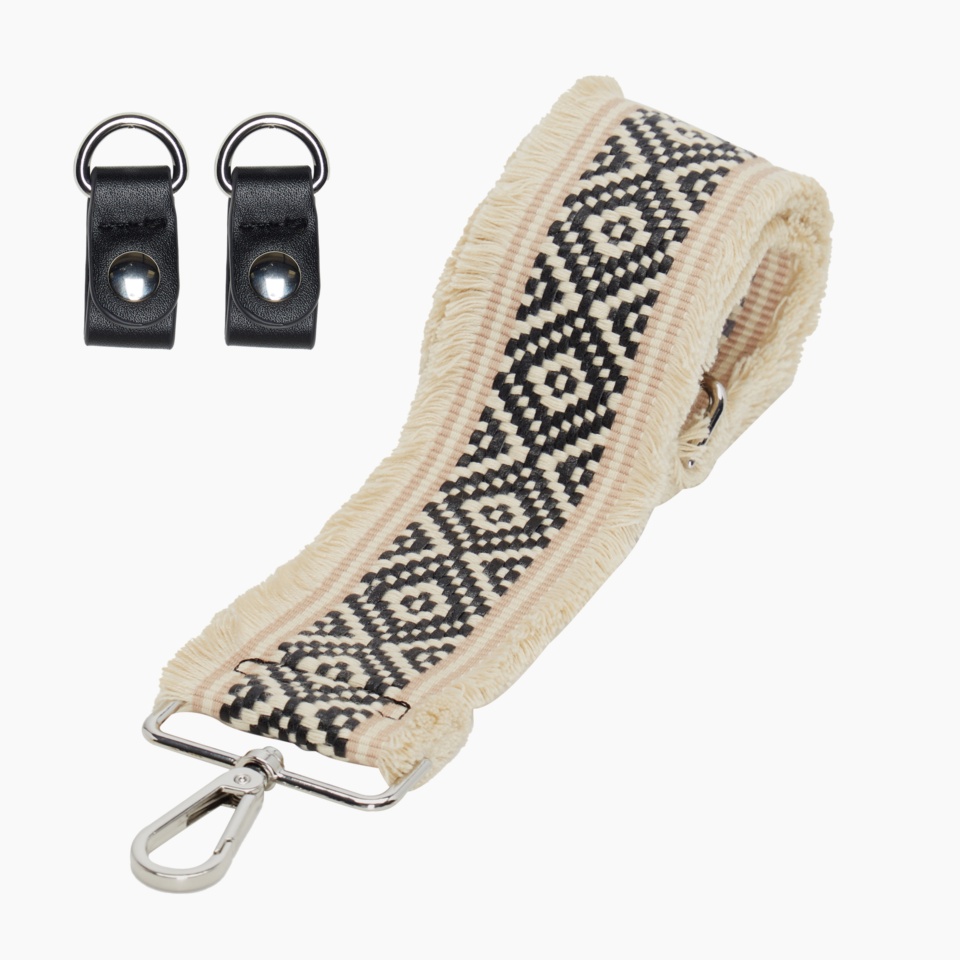 Schulterriemen aus Jacquard mit Fransen Schwarz - O bag Official Website