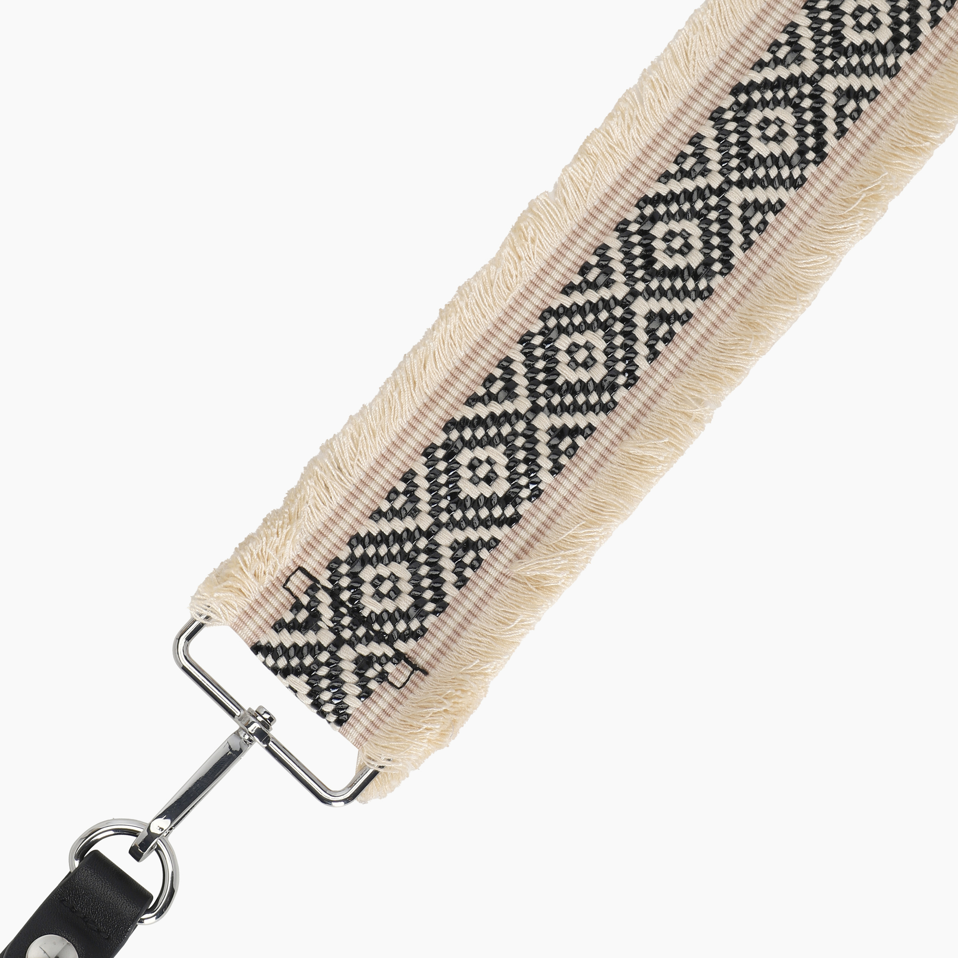 Tracolla jacquard frange nero - O bag Official Website