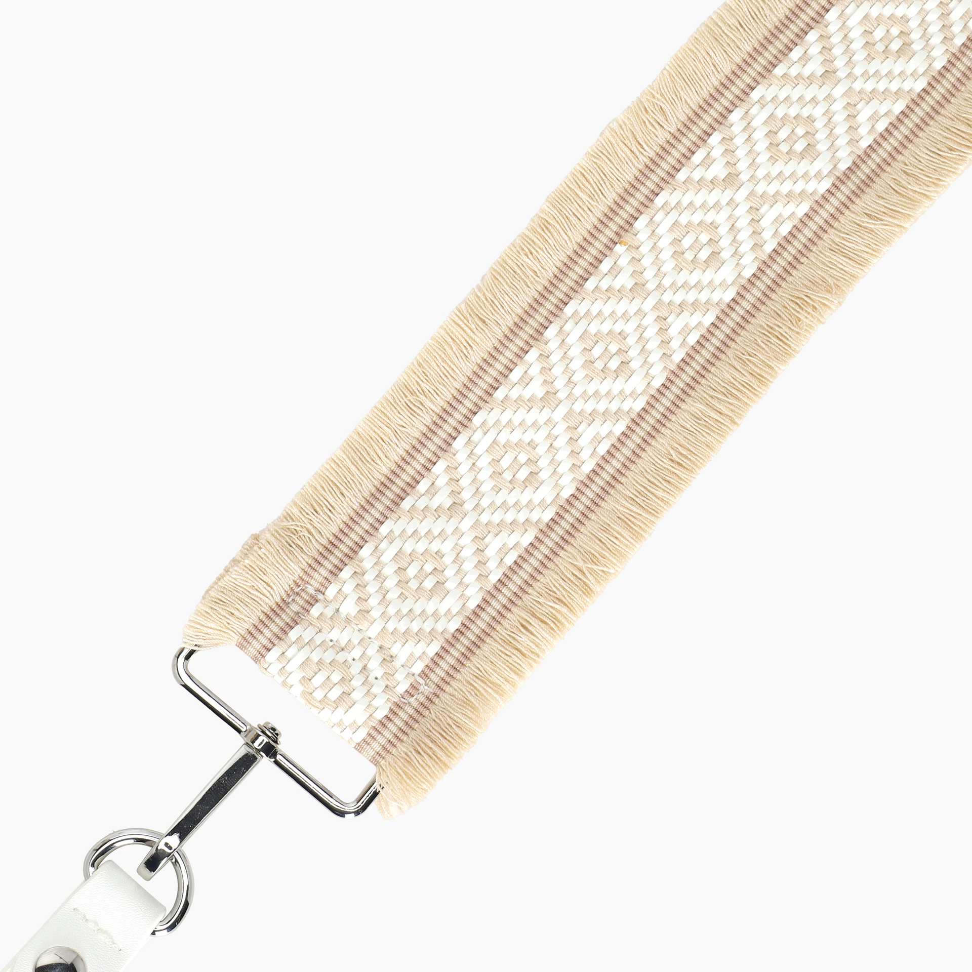 Shoulder strap with fringes in sand jacquard - O bag Official Website