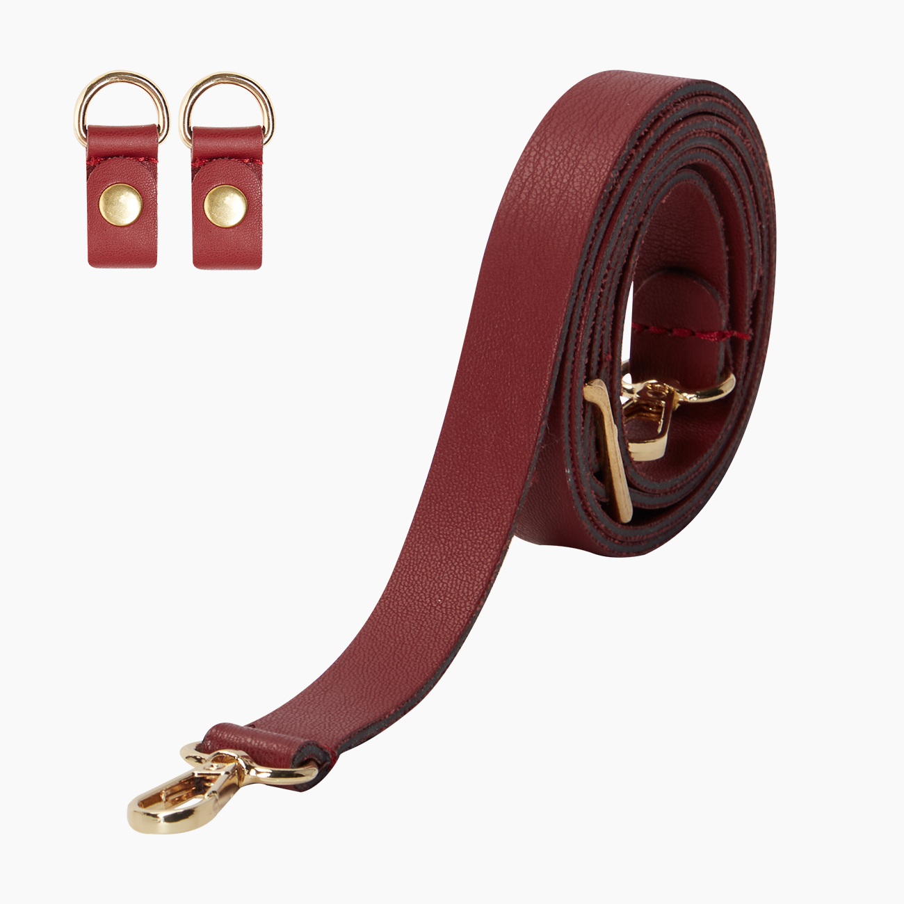 Tracolla extraslim con clip tessuto sintetico bordeaux e oro - O bag Official Website