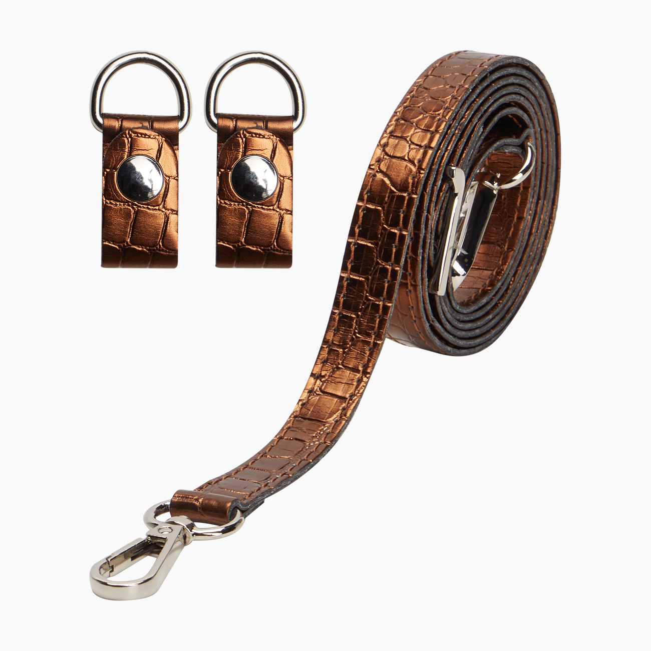 Shoulder strap extra slim with clip laminated crocodile bronze - O bag Official Website