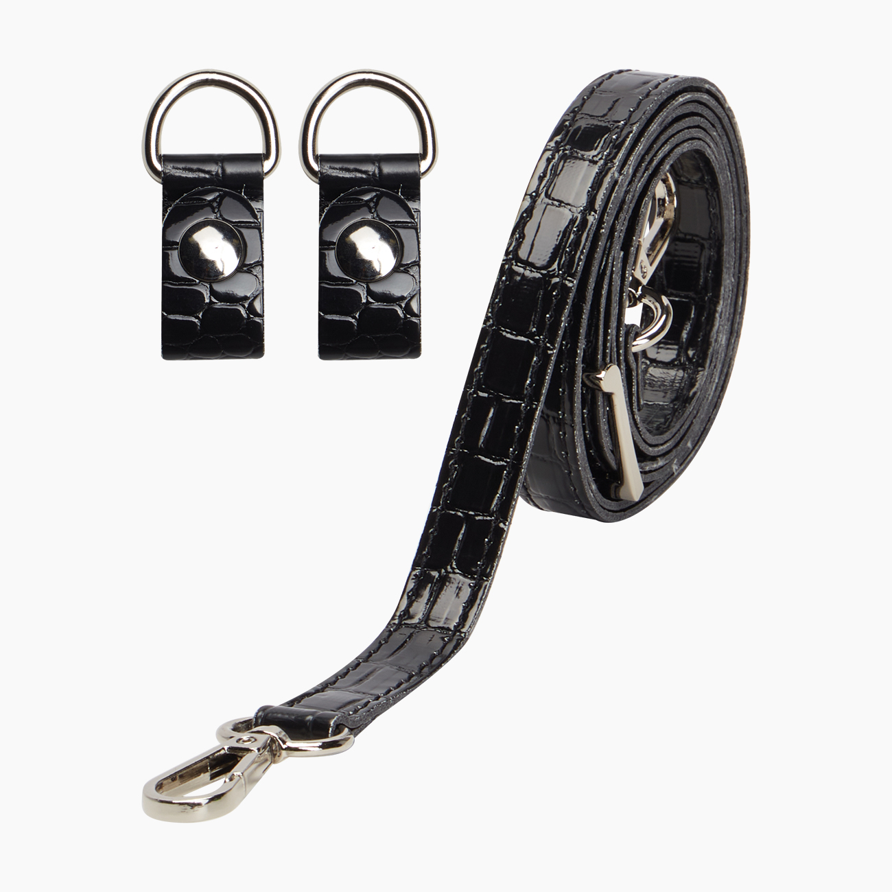 Tracolla extraslim con clip cocco specchio nero - O bag Official Website