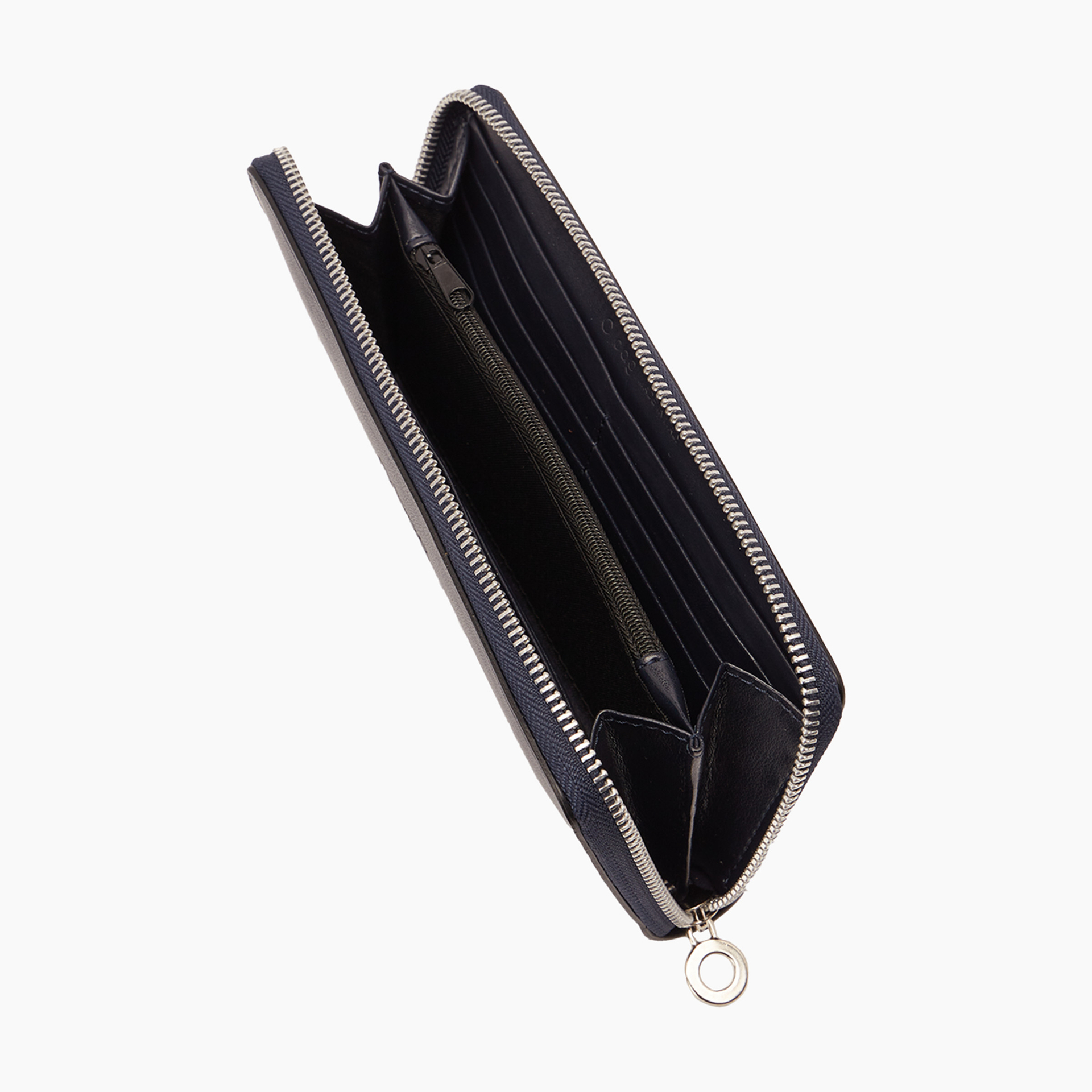 Portefeuille nappa avec fermeture éclair bleu marine O wally - O bag Official Website