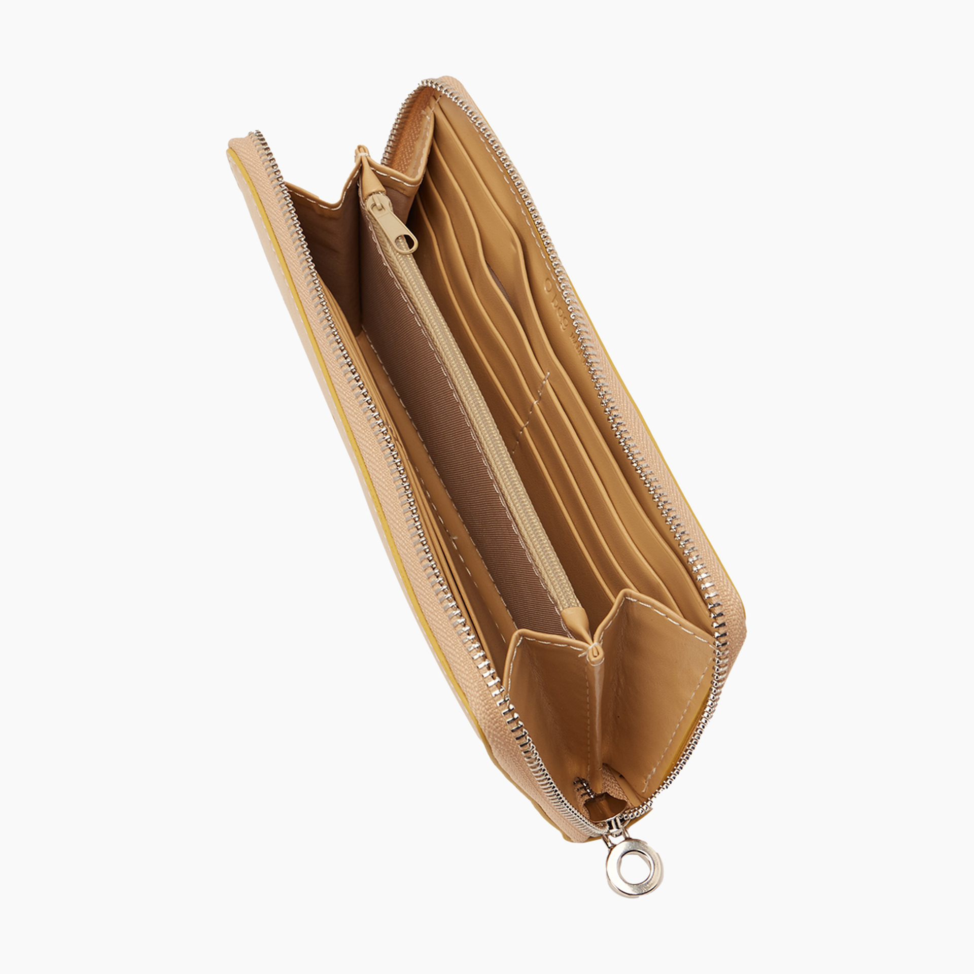 Portefeuille nappa avec fermeture éclair sable O wally - O bag Official Website