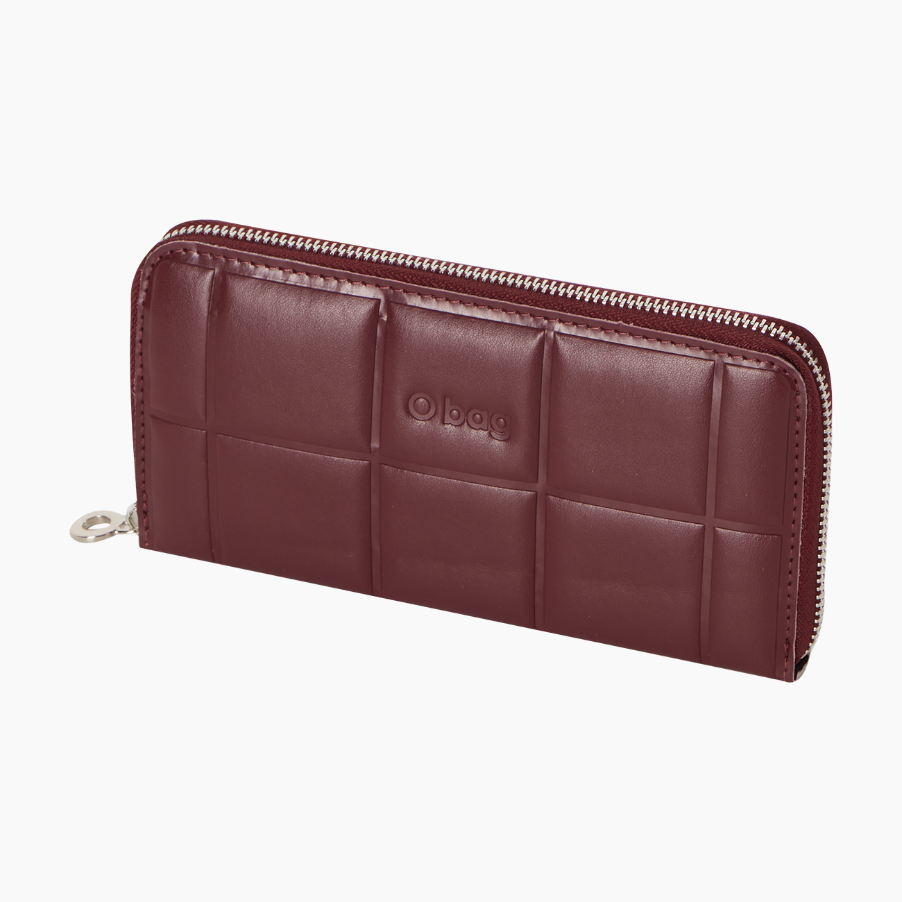 Portafoglio in nappa effetto 3D con zip bordeaux O wally - O bag Official Website