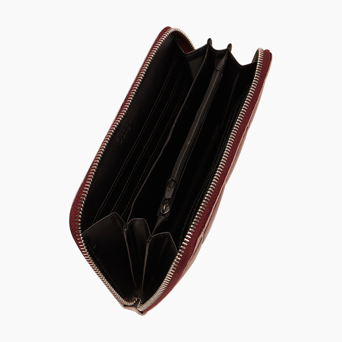 Portafoglio in nappa effetto 3D con zip bordeaux O wally - O bag Official Website