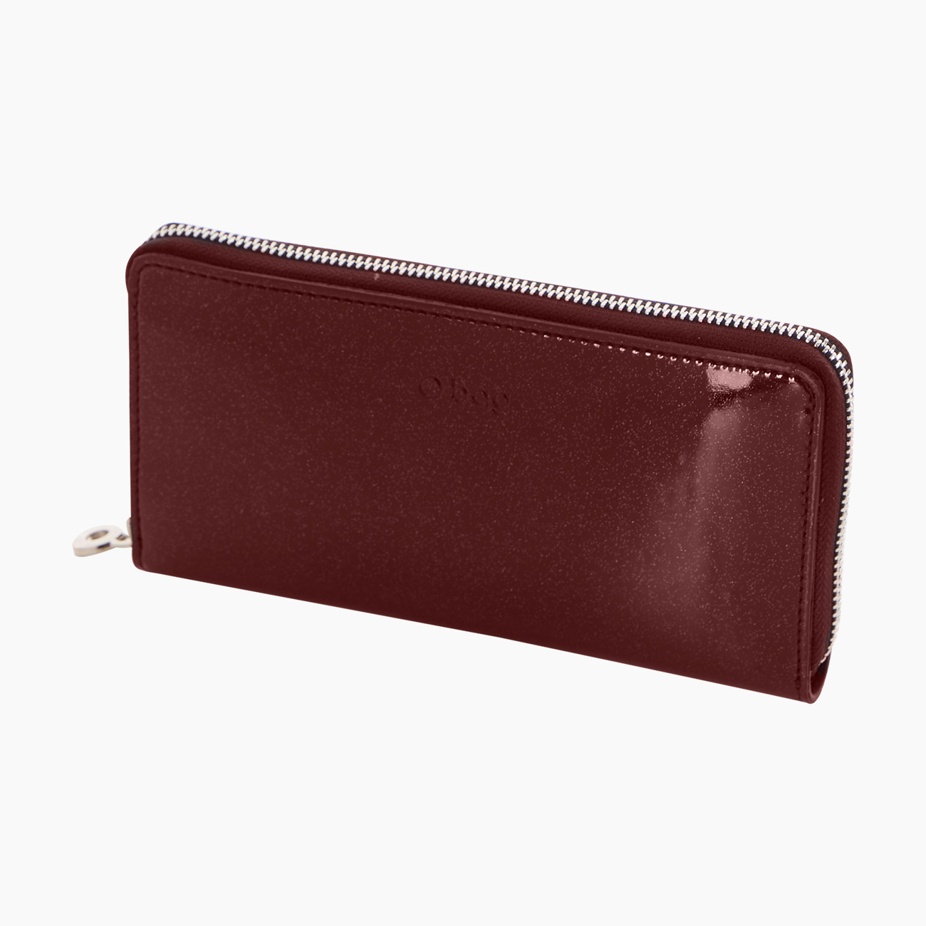 Portafoglio in tessuto gommato glitter con zip bordeaux O wally - O bag Official Website