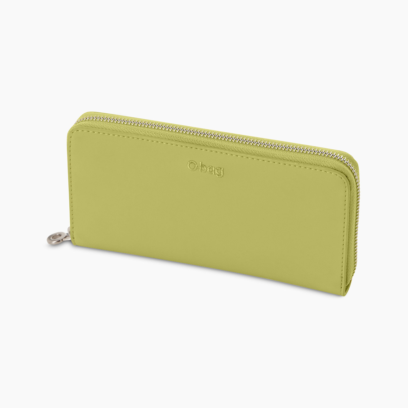 Portafoglio in tessuto sintetico e gommato con zip celery green O wally - O bag Official Website