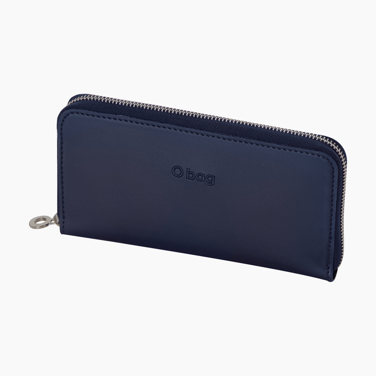 Portafoglio in tessuto sintetico e gommato con zip blu navy metal O wally - O bag Official Website